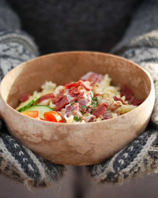 One pot pasta med katareller och wildchips.