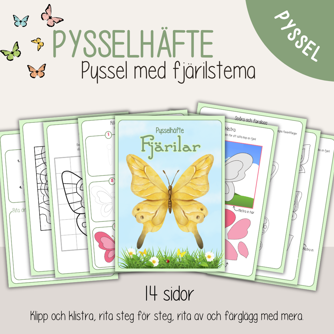 Fjärilspyssel för barn – 14 sidor pyssel med fjärilstema