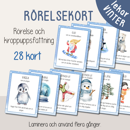 Rörelsekort med vintertema – rörelselek för barn