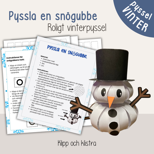 Vinterpyssel – pyssla en snögubbe av papper