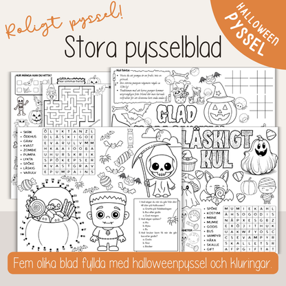 Utskrivbara Halloweenpyssel – pysselblad i A3-format för barn och familj