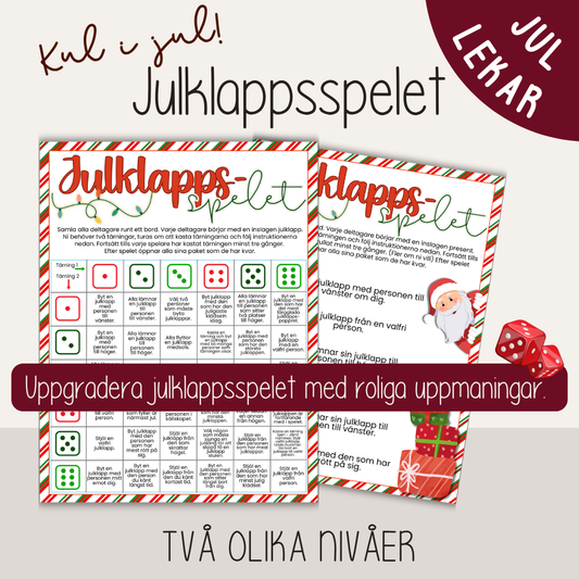 Julklappsspel att skriva ut – roliga uppdrag för barn och vuxna