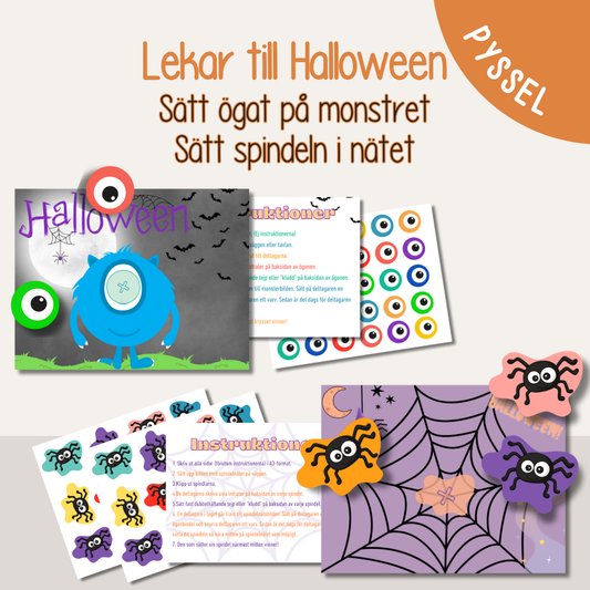 Halloweenlekar för barn – Sätt ögat på monstret & spindeln i nätet