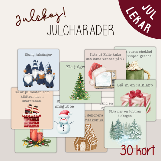Julcharader – utskrivbart spel med jultema för familjen