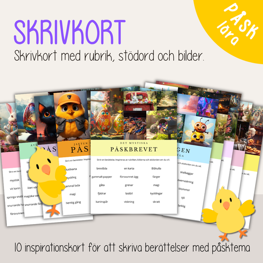 Skriv en påskberättelse – 10 skrivkort för kreativt skrivande med påsktema