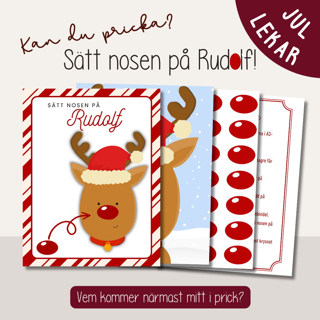Sätt nosen på Rudolf – utskrivbar julaktivitet för barn och familj