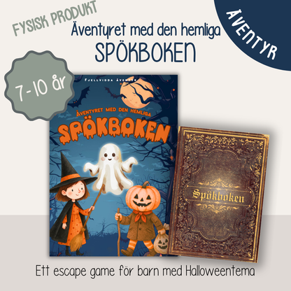 Halloweenäventyr 7-10 år - Äventyret med den hemliga Spökboken - Mysterium - Escape game för barn - Fysisk produkt