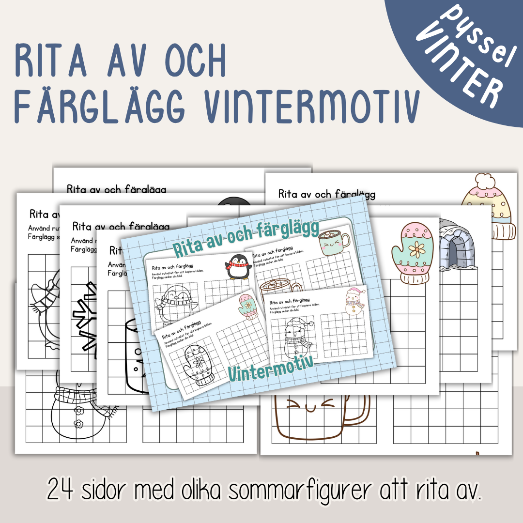 Vinterpyssel – rita av och färglägg vinterfigurer