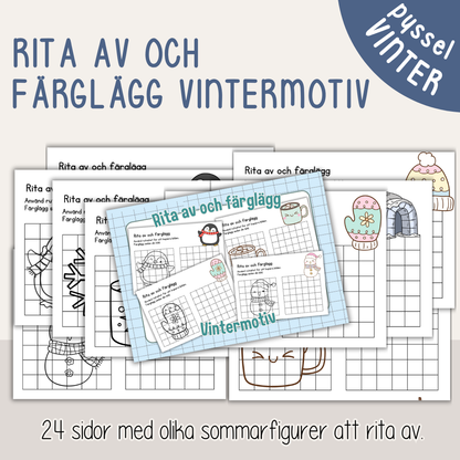 Vinterpyssel – rita av och färglägg vinterfigurer