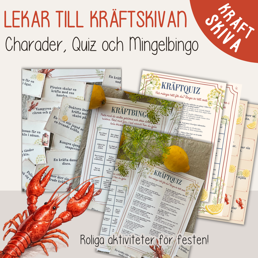 Lekar till kräftskivan – Charader, Mingelbingo & Quiz - Skriv ut