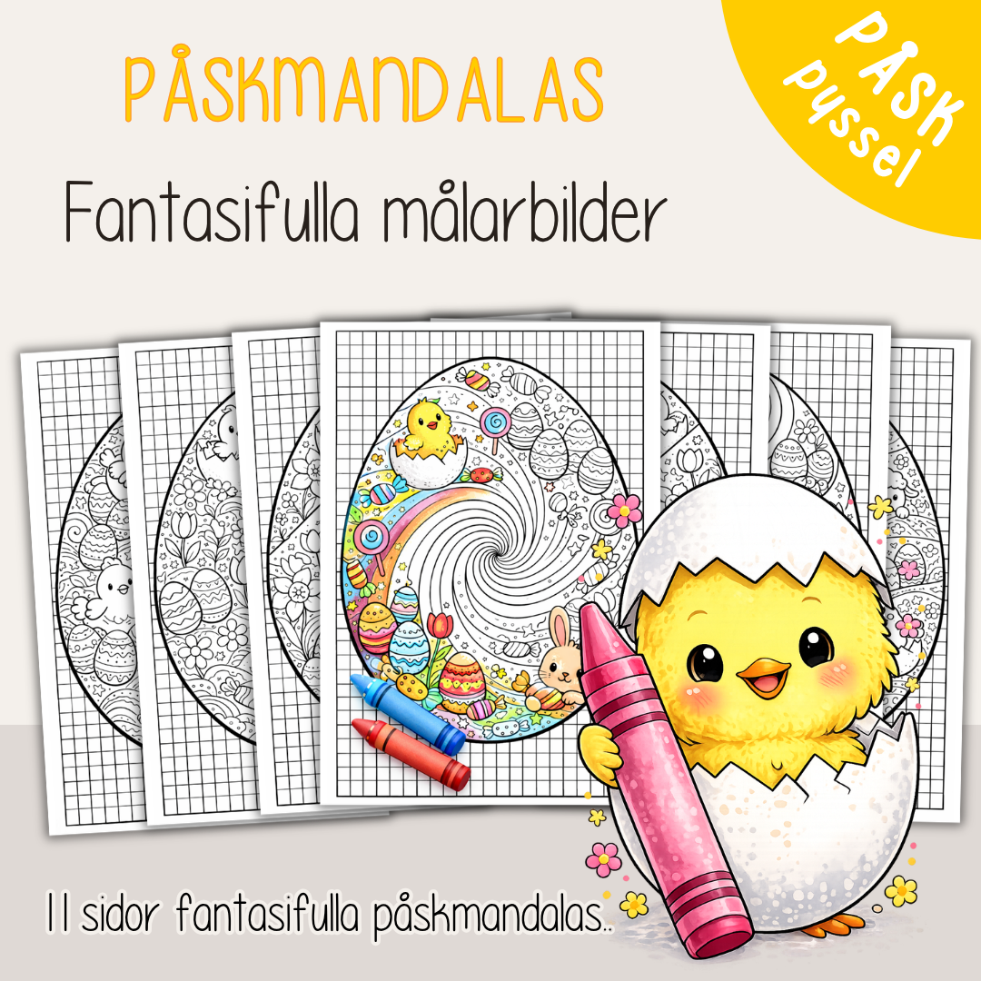 Påskmandalas – 11 utskrivbara sidor för lugn och kreativ färgläggning