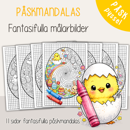 Påskmandalas – 11 utskrivbara sidor för lugn och kreativ färgläggning