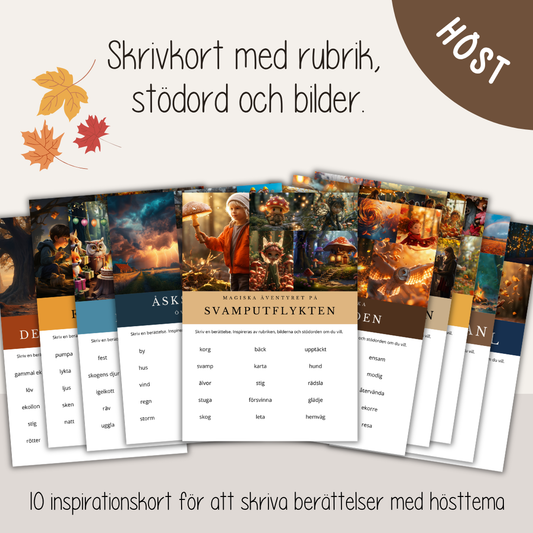 Skrivkort med hösttema – 10 kreativa skrivuppgifter för barn