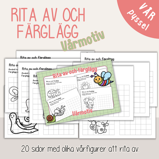 Vårpyssel - Rita av och färglägg vårfigurer