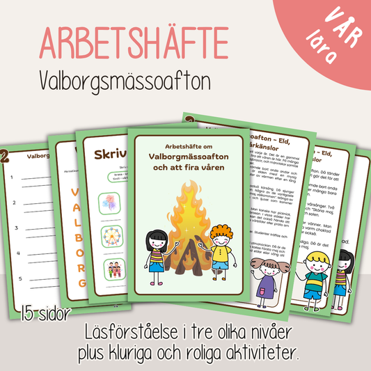 Valborg arbetsblad för barn – läsförståelse och aktiviteter om Valborgsmässoafton
