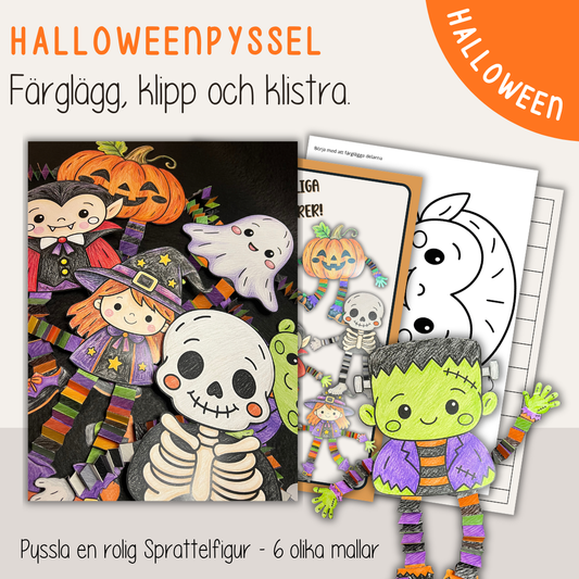 Halloweenpyssel för barn – skapa egna sprattelfigurer