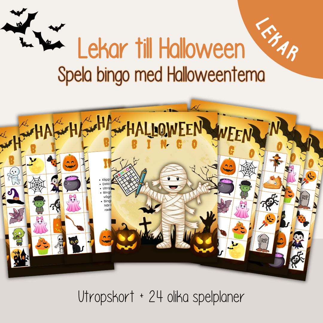 Utskrivbart Halloweenbingo – skärmfria stunder med bus och skratt