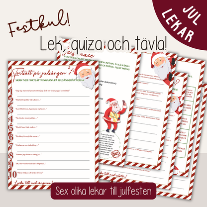 Utskrivbara jullekar och quiz – perfekt för julfesten, middagen eller familjekvällen