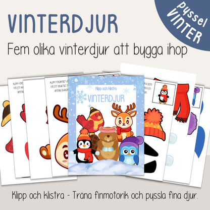 Vinterpyssel – klipp och klistra vinterdjur