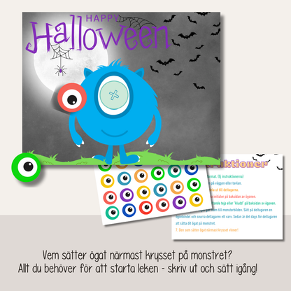 Halloweenlekar för barn – Sätt ögat på monstret & spindeln i nätet