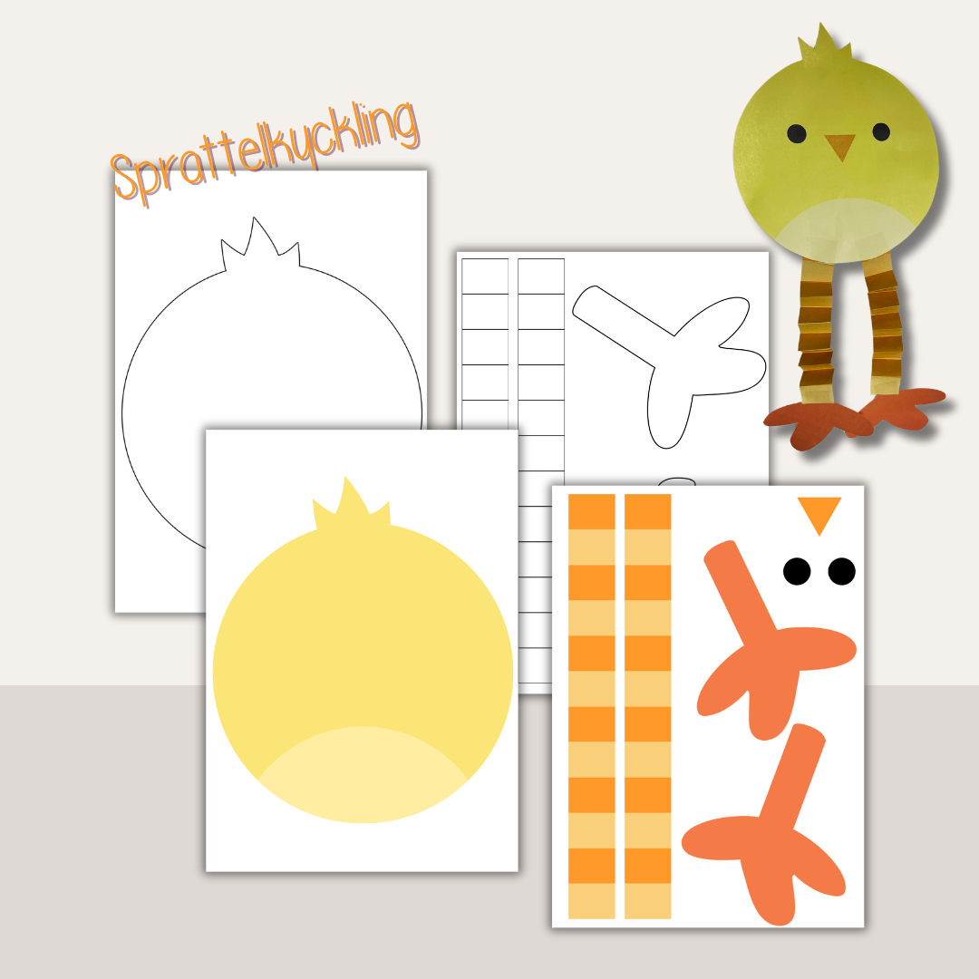 Påskpyssel för barn – sprattelfigurer med kyckling, hare och höna