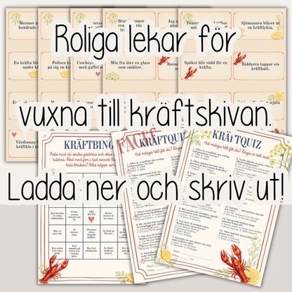 Lekar till kräftskivan – Charader, Mingelbingo & Quiz - Skriv ut