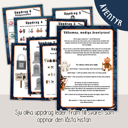 Halloweenäventyr 7-10 år - Äventyret med den hemliga Spökboken - Mysterium - Escape game för barn