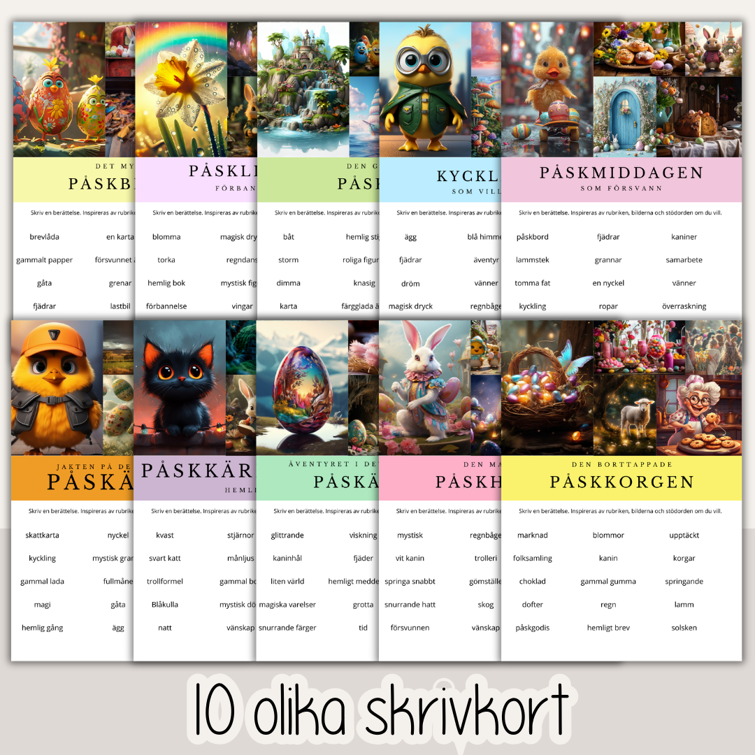 Skriv en påskberättelse – 10 skrivkort för kreativt skrivande med påsktema