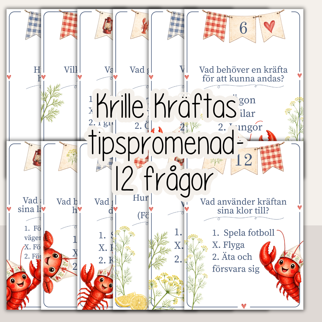 Tipspromenad till kräftskiva för barn – 12 roliga frågor med Kräftan Krille