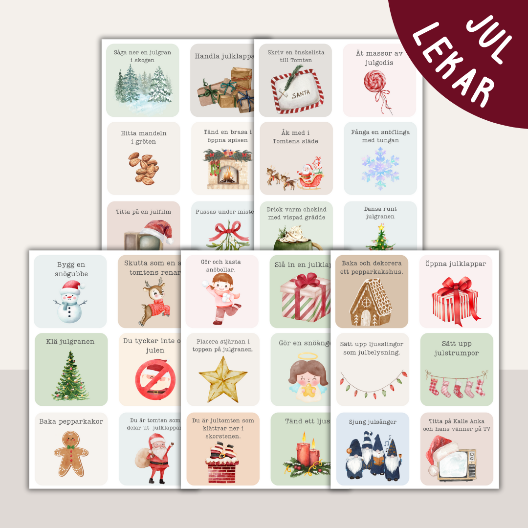 Julcharader – utskrivbart spel med jultema för familjen