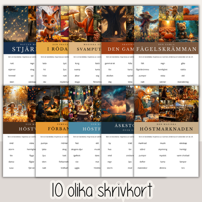 Skrivkort med hösttema – 10 kreativa skrivuppgifter för barn
