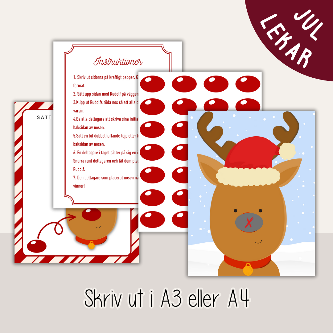 Sätt nosen på Rudolf – utskrivbar julaktivitet för barn och familj