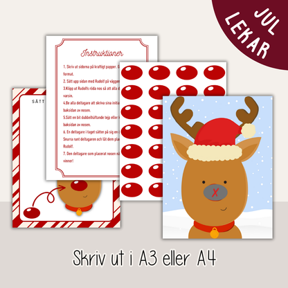 Sätt nosen på Rudolf – utskrivbar julaktivitet för barn och familj