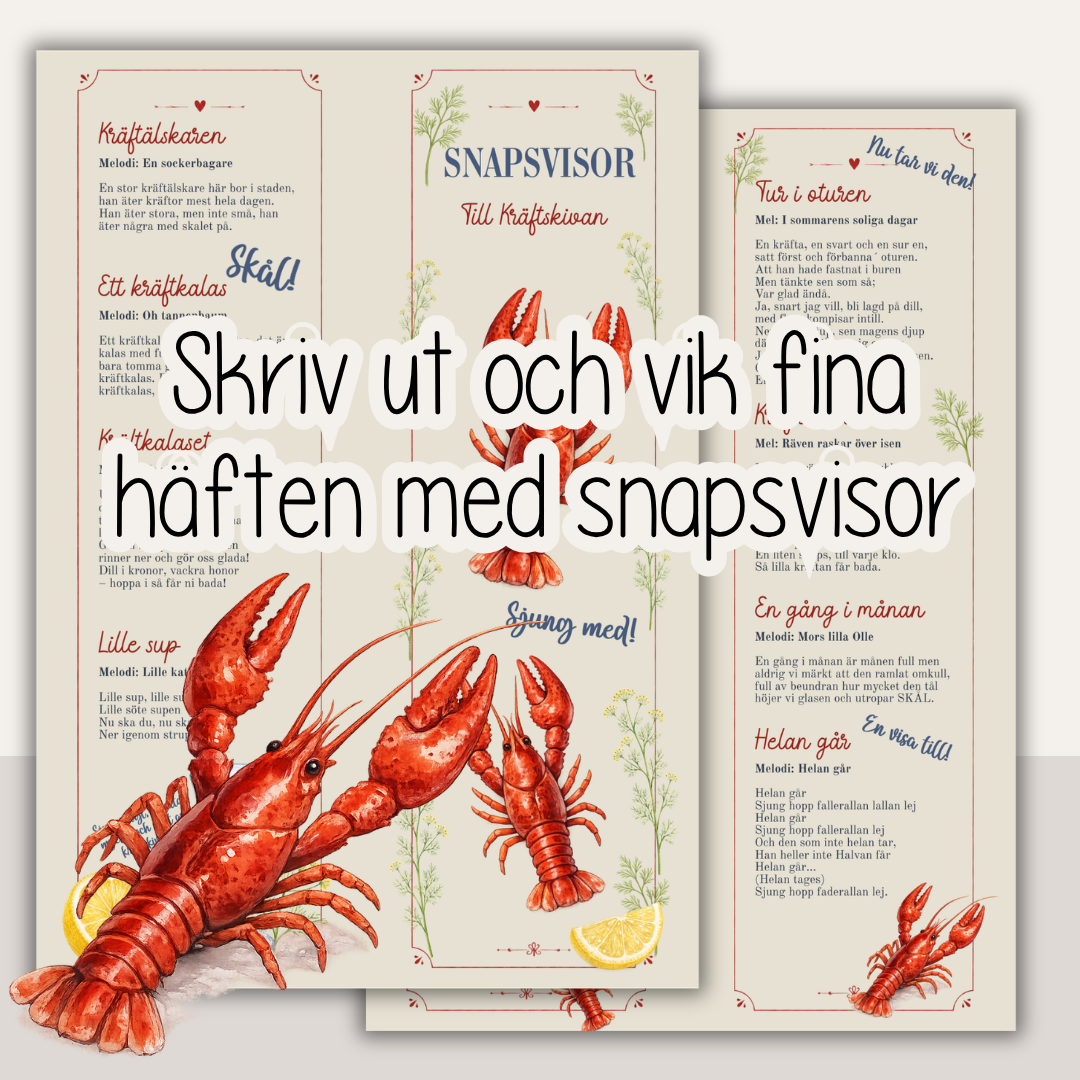 Snapsvisehäfte till kräftskivan – klassiska snapsvisor i utskrivbart format