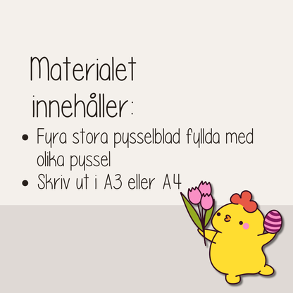 Påskpyssel A3 – stora pysselblad för barn | bordstabletter med kluriga aktiviteter