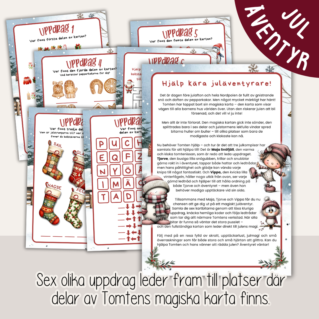 Utskrivbart juläventyr - Var är Tomtens magiska karta?