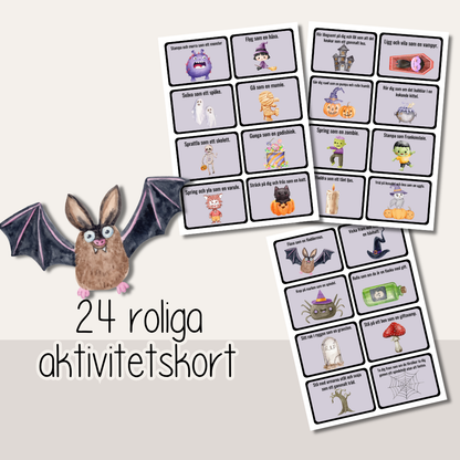 Halloweenlek – 24 roliga uppdragskort för barn