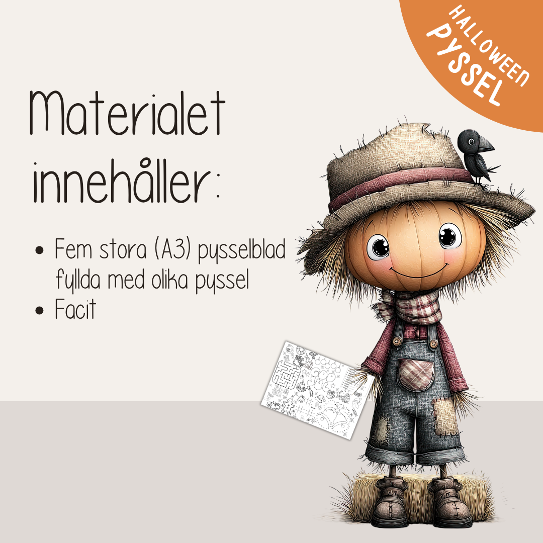 Utskrivbara Halloweenpyssel – pysselblad i A3-format för barn och familj