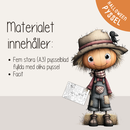 Utskrivbara Halloweenpyssel – pysselblad i A3-format för barn och familj