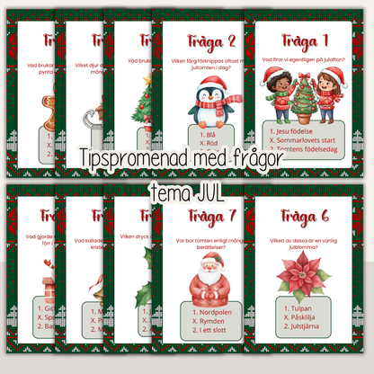 Tipspromenad med jultema – färdiga frågor att skriva ut