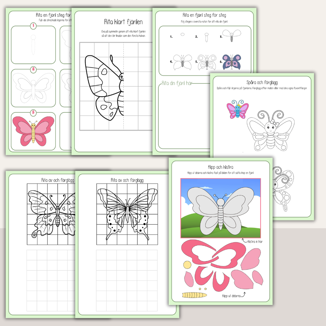 Fjärilspyssel för barn – 14 sidor pyssel med fjärilstema