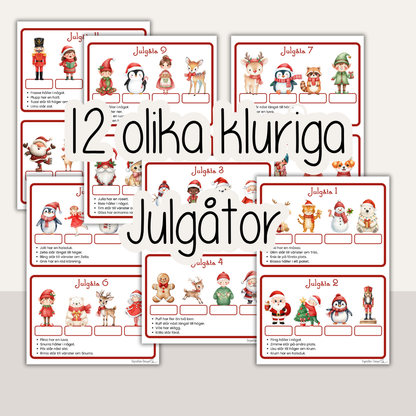 Julpyssel för barn - kluriga julgåtor att skriva ut