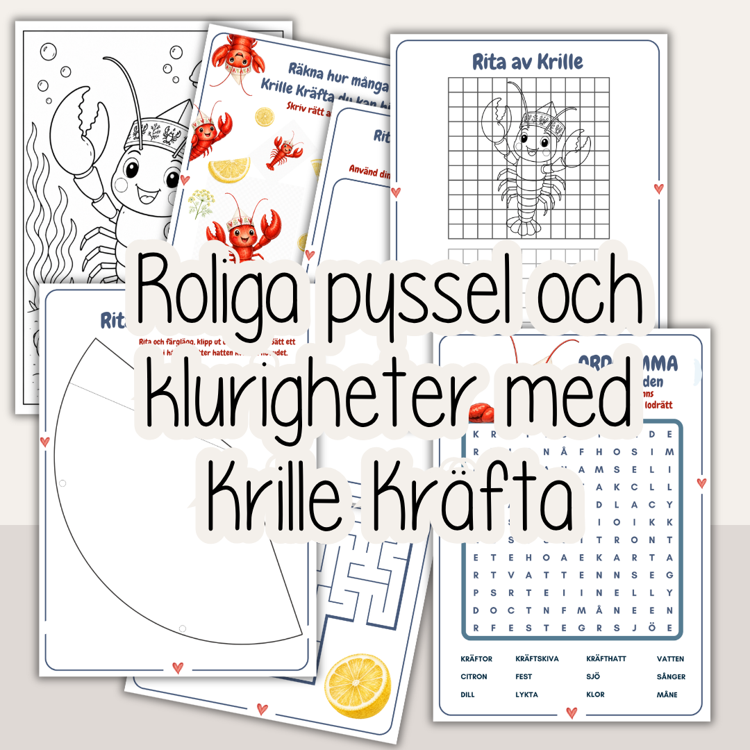 Kräftan Krilles pysselhäfte – Pyssel till kräftskiva för barn