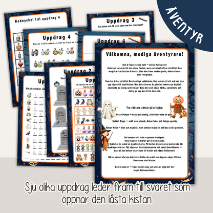 Halloweenäventyr 5-8 år - Äventyret med den hemliga Spökboken - Mysterium - Escape game för barn
