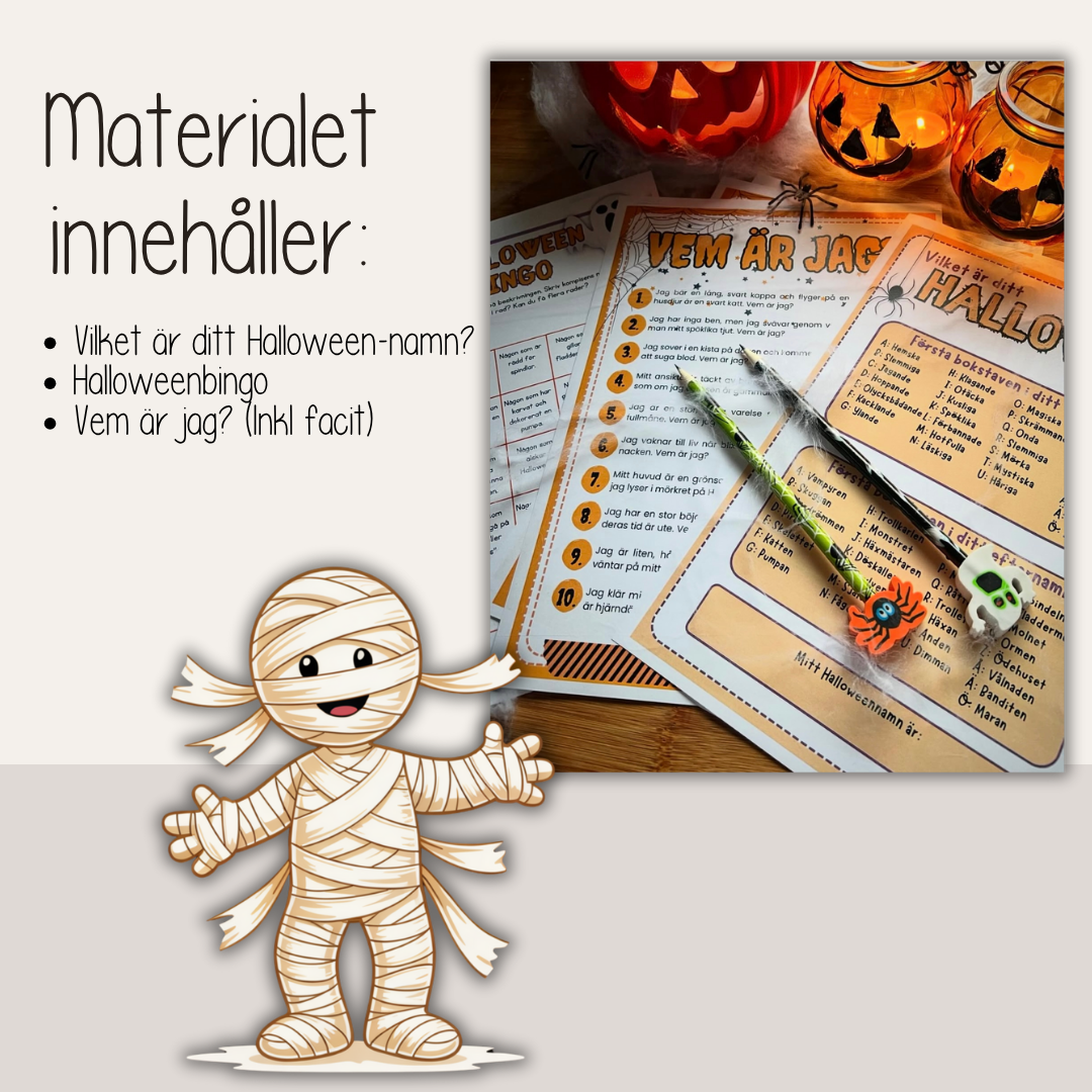 Halloweenlekar för barn – utskrivbara aktiviteter och spel