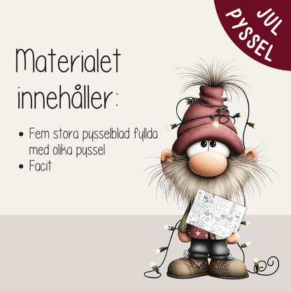 Julpyssel för barn – utskrivbara A3 pysselblad med kluriga utmaningar