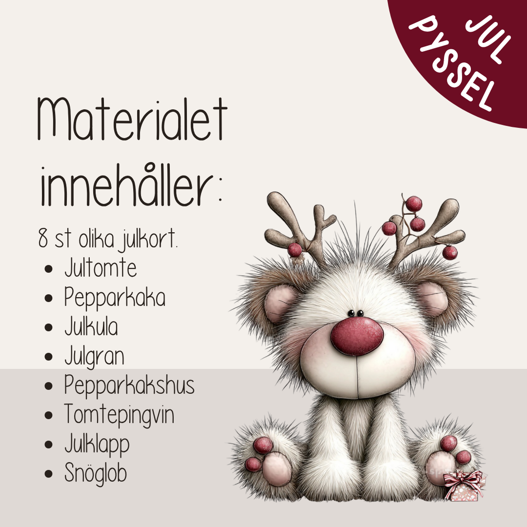 Julpyssel för barn – färglägg och vik egna julkort med julfigurer