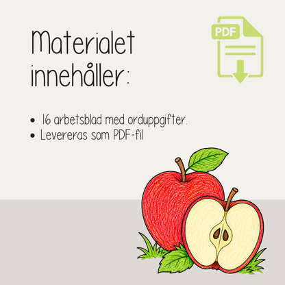 Spåra ord med hösttema – 16 arbetsblad för barn