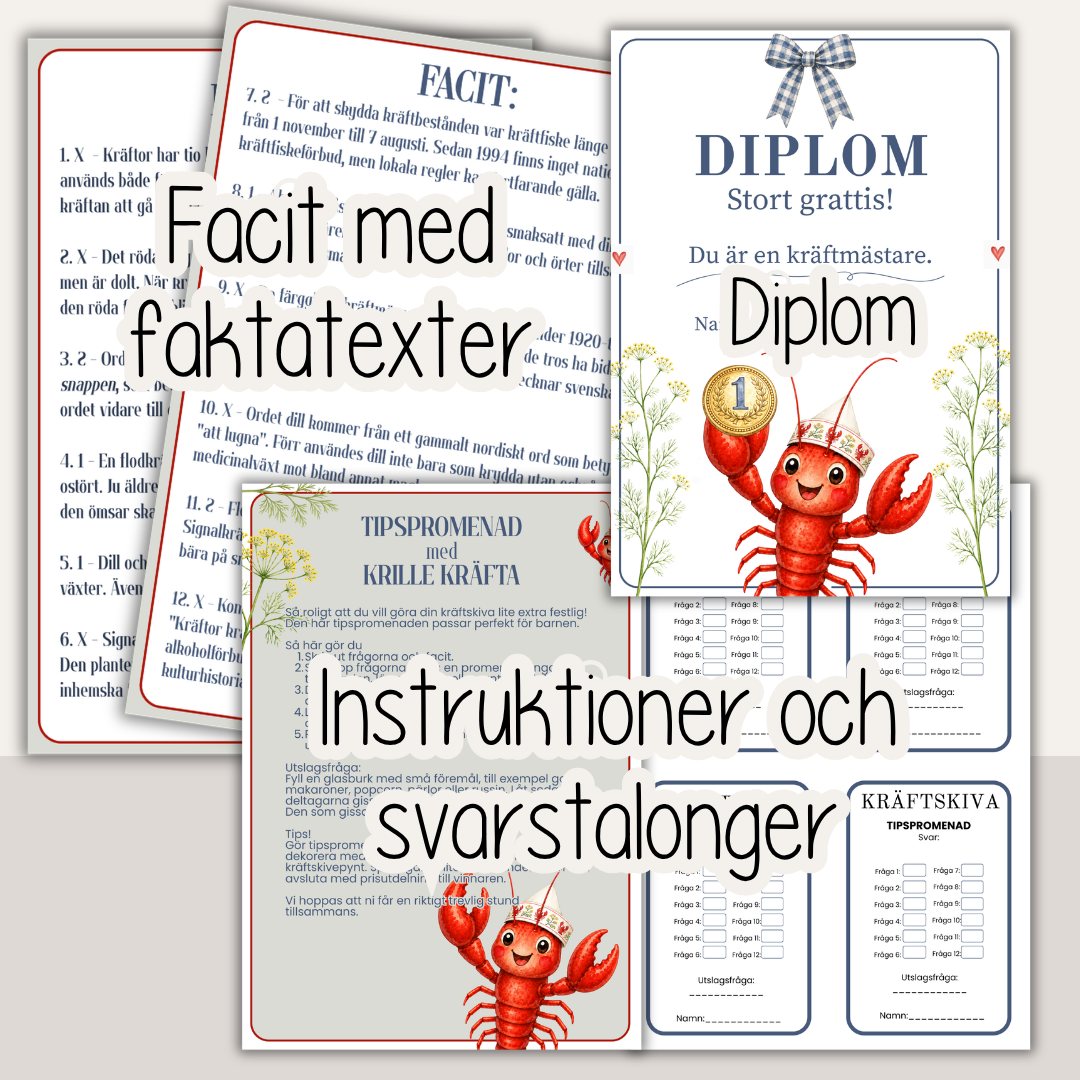 Tipspromenad till kräftskiva för barn – 12 roliga frågor med Kräftan Krille