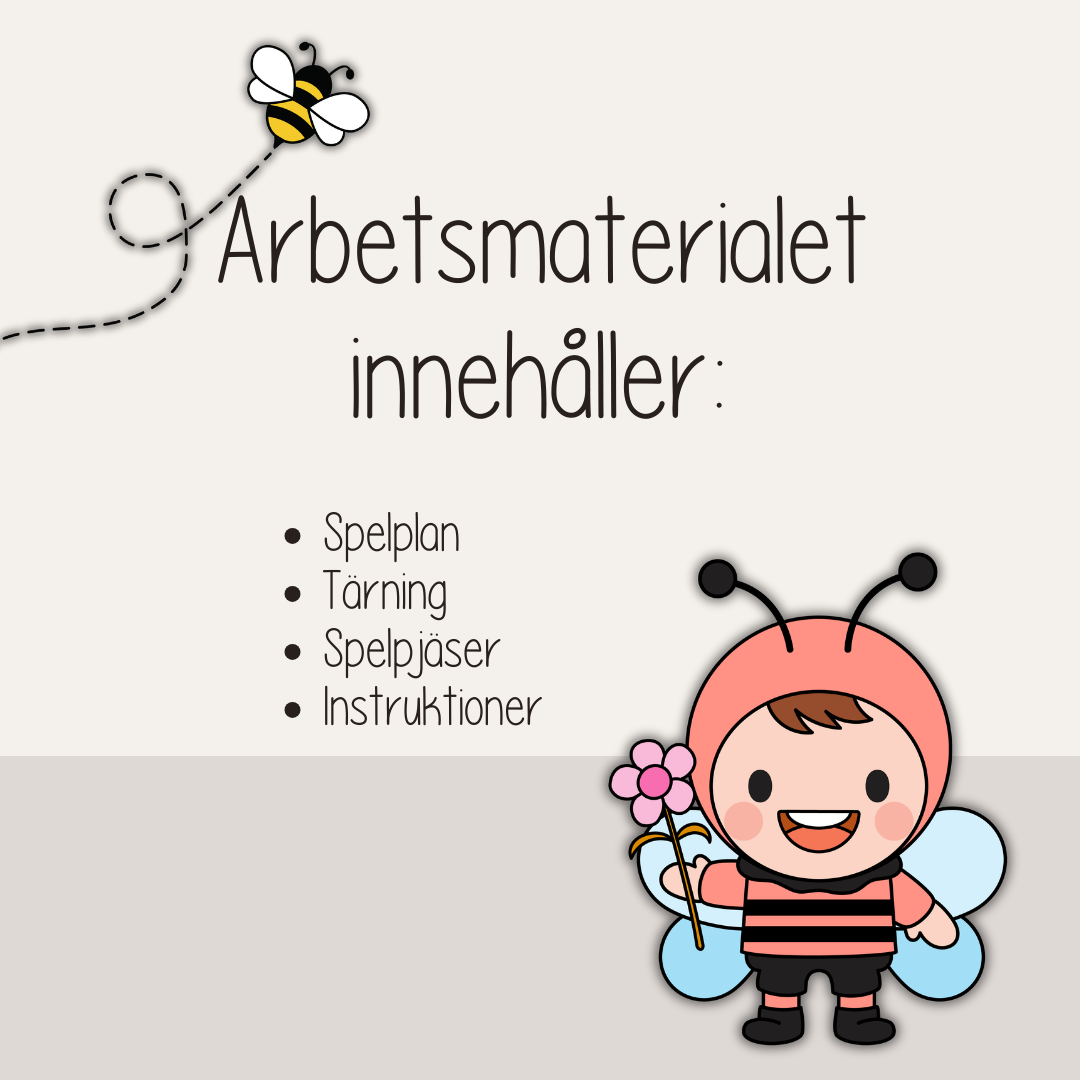 Tärningsspel med bin – Honungsbispelet (utskrivbart spel för barn)